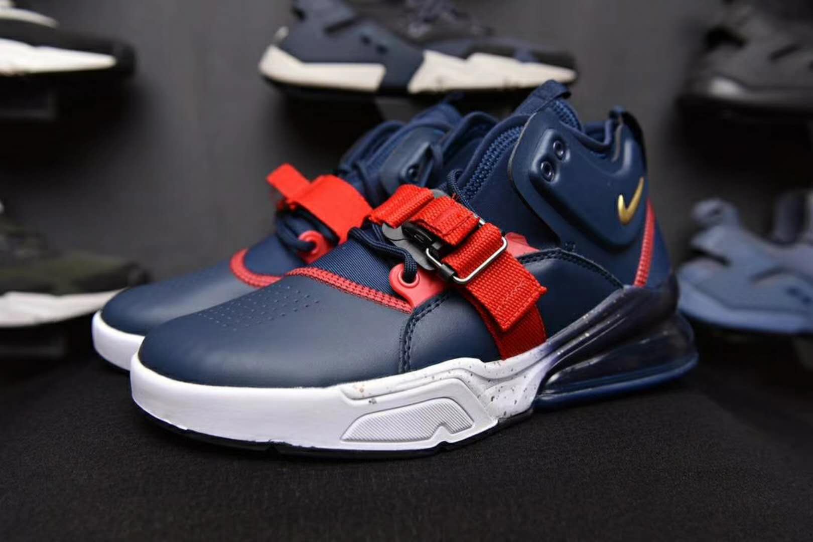 2018 Men Nike Air Force 270 Mid Green Deep Blue Red